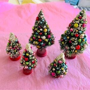 RESV for Rosemary Vintage Mini Christmas Trees with Colorful Ornaments